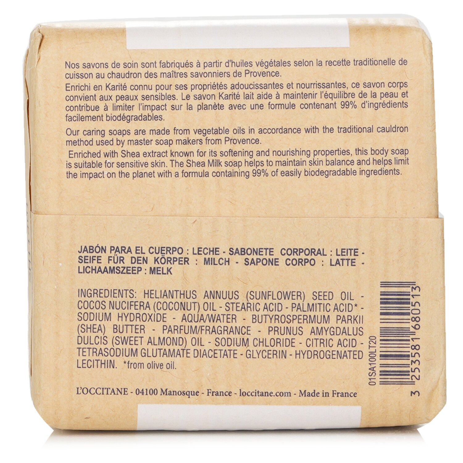 L'Occitane Bambucké mýdlo s mlékem Shea Butter Extra Gentle Soap - Milk 100g/3.5oz