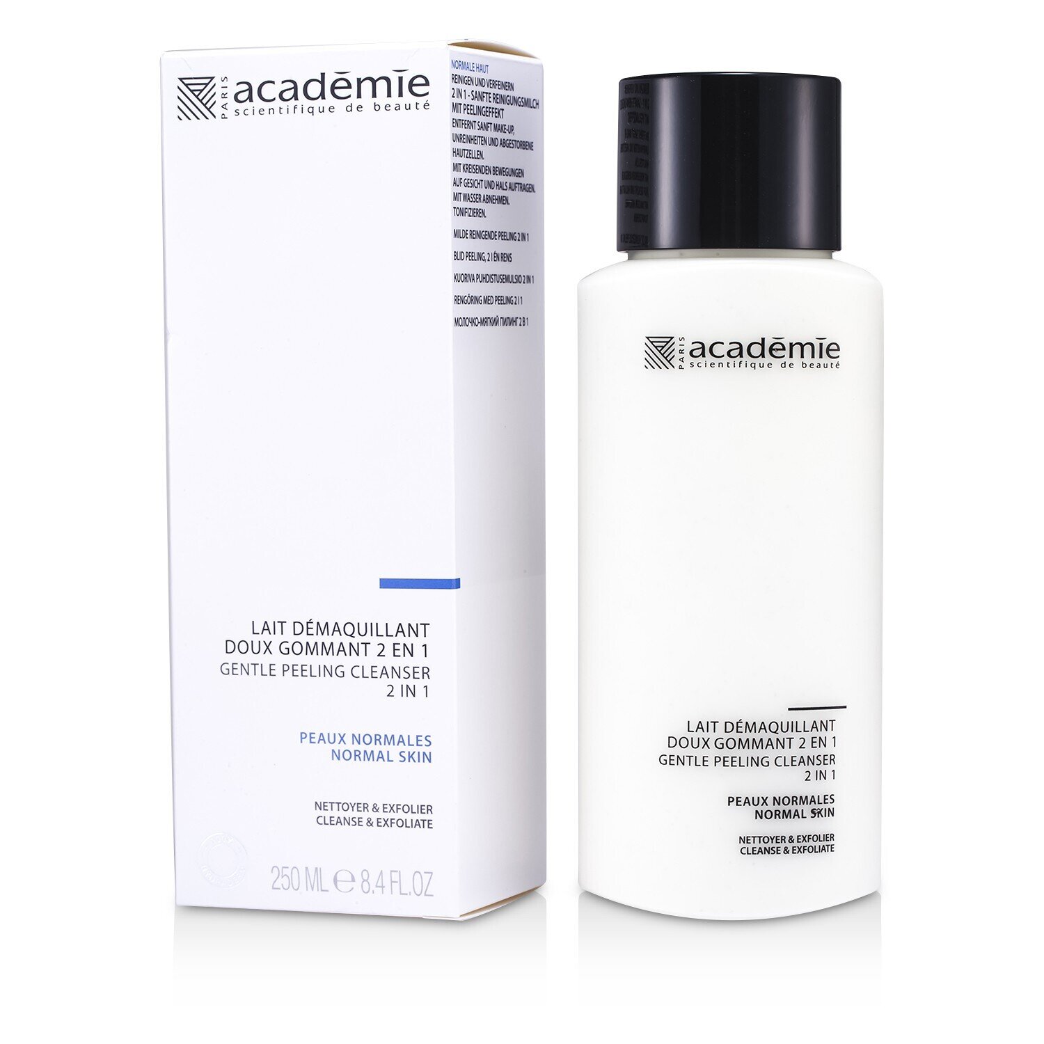 Academie Creme de limpeza exfoliante 2 em 1 100% Hydraderm Gentle Peeling Cleanser 2 in 1 250ml/8.4oz