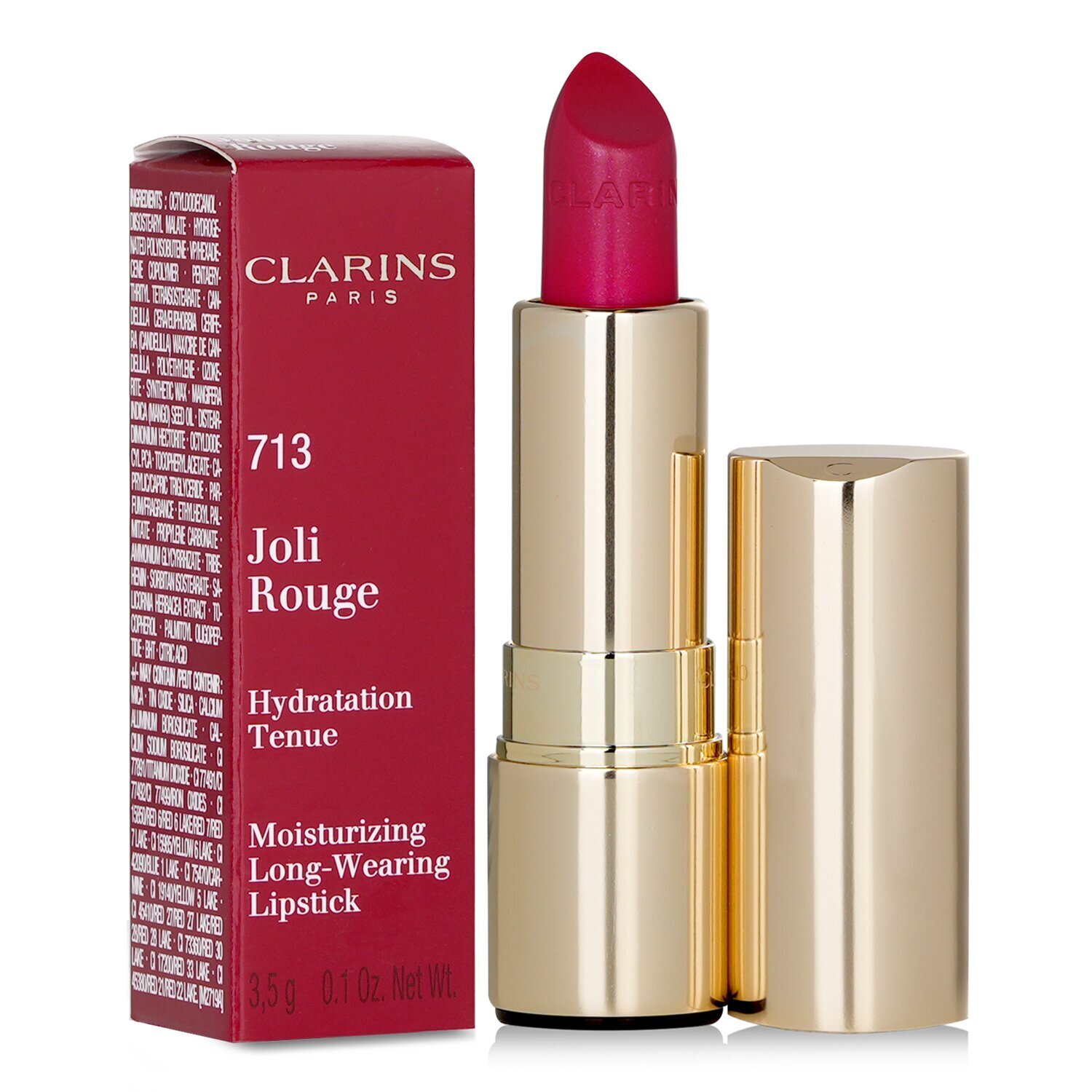 Clarins Joli Rouge Dlhotrvácny hydratačný rúž – 713 Hot Pink 3.5g/0.12oz