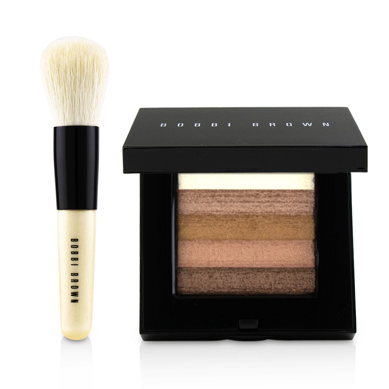 Bobbi Brown Bronze Shimmer Brick Set: Bronze Shimmer Brick Kompak + Mini Face Blender Berus ( Edisi Terhad ) 2pcs