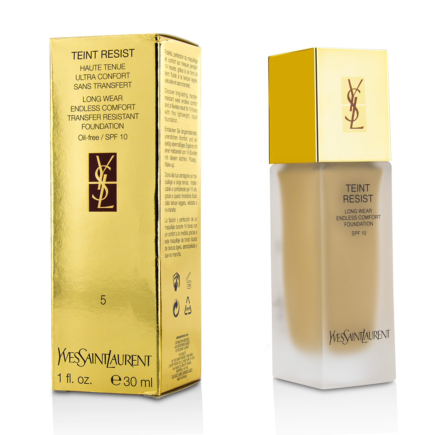 Yves Saint Laurent Teint Resist أساس يدوم طويلاً للحفاظ على لون البشرة (SPF10) (خال من الزيت) 30ml/1oz