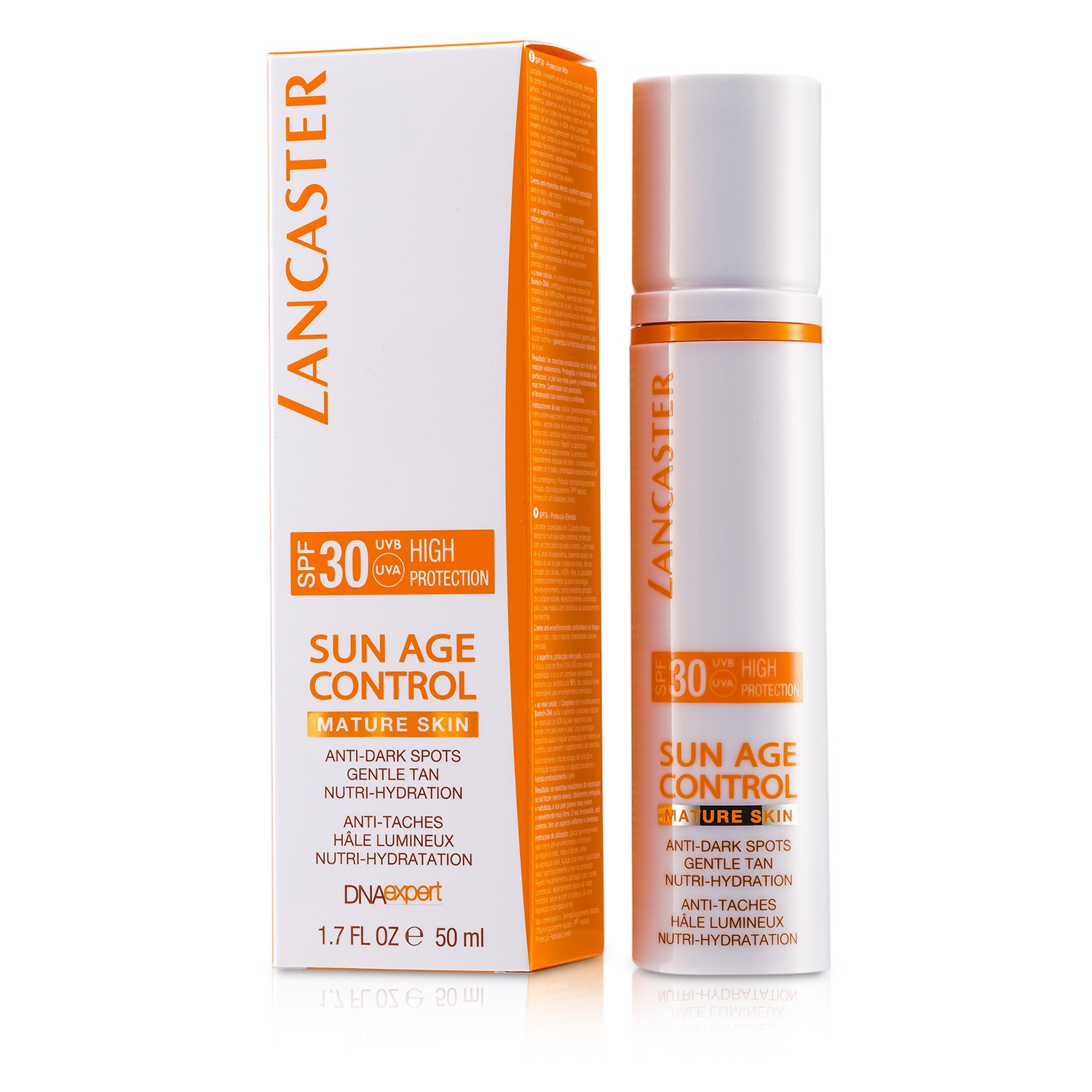 Lancaster Filtro Solar Sun Age Control Anti-Dark Spots Gentle Tan Nutri-Hydration SPF 30 High Protection - Pele madura 50ml/1.7oz