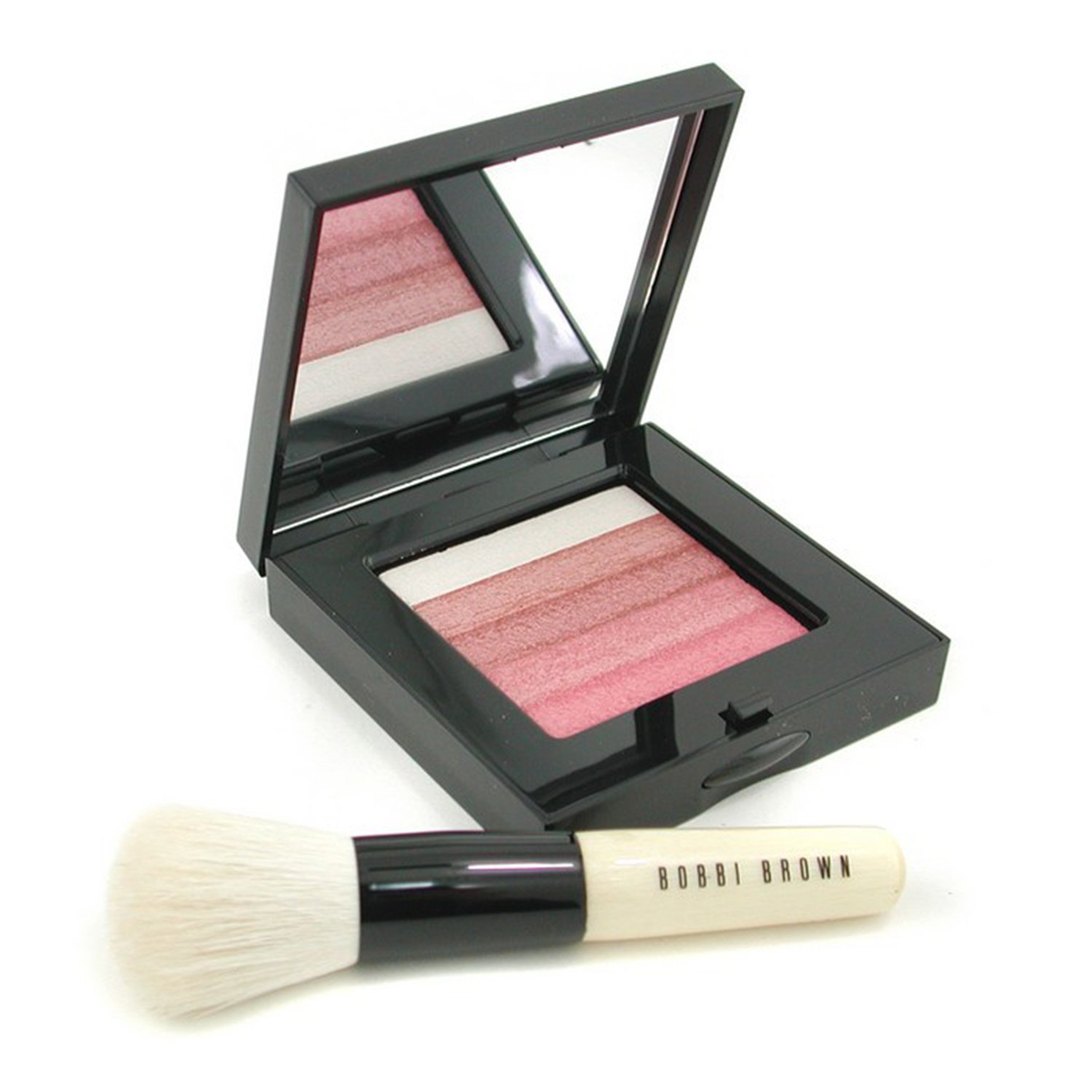 Bobbi Brown Rose Shimmer Brick Set: Rose Shimmer Brick Compact + Mini Face Blender Brush (Limited Edition) 2pcs