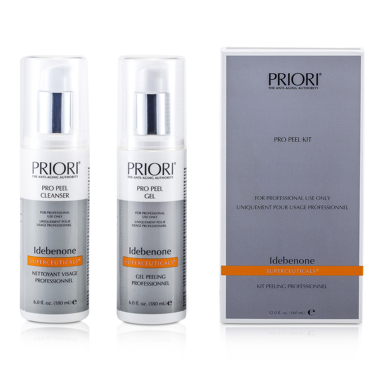 Priori Idebenone PRO Peel Kit (Salon Product) : Pro Peel Gel + Pro Peel Cleanser 2x180ml/6oz