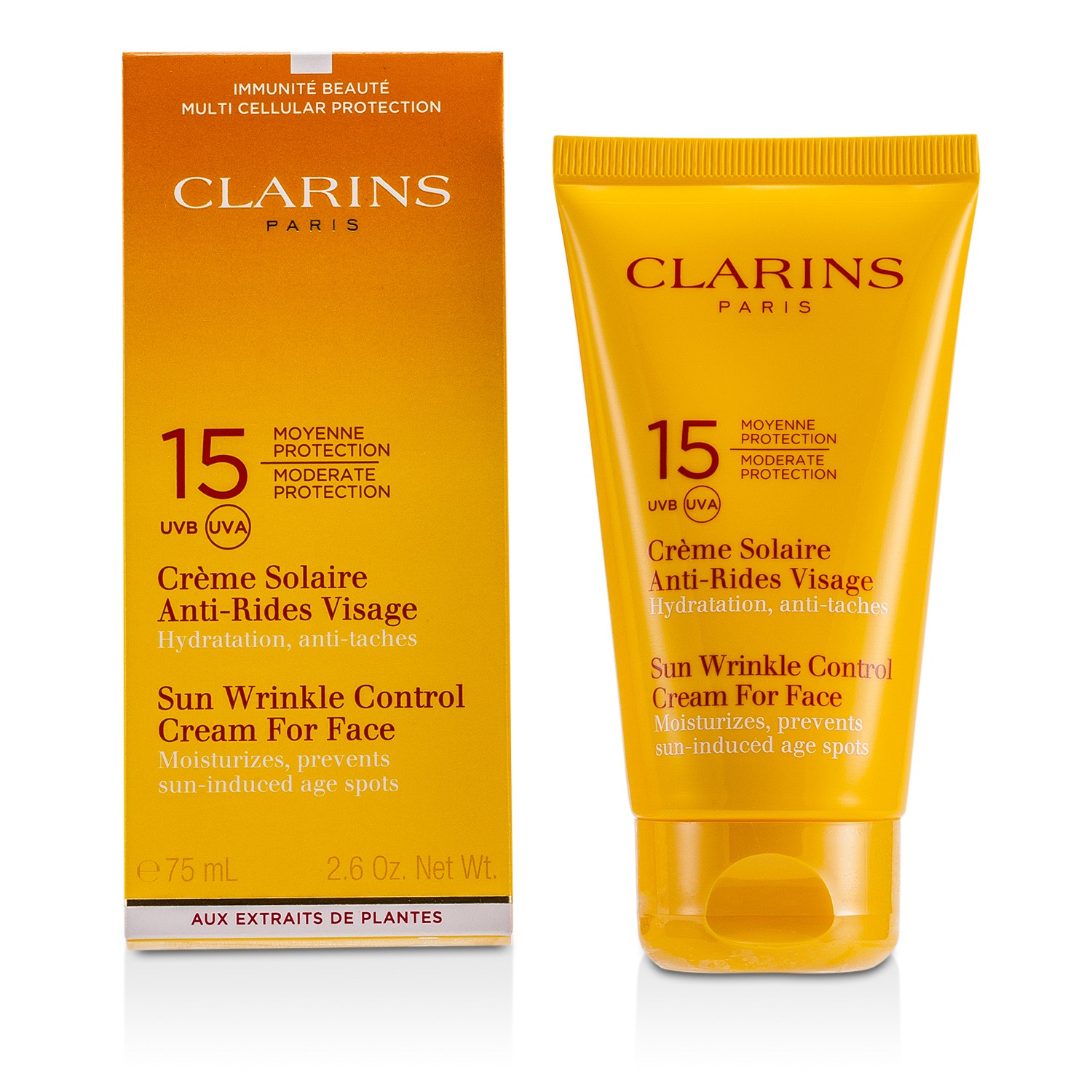 Clarins Sun Wrinkle Control Cream Moderate Protection Opaľovací krém proti vráskam – na tvár SPF 15 75ml/2.7oz