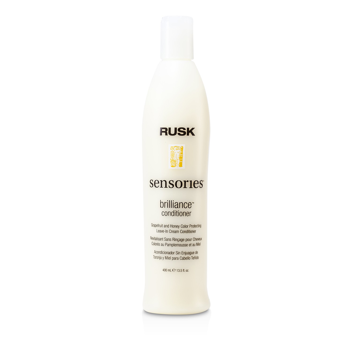 Rusk Wzmacniająca odżywka bez spłukiwania do łamliwych i farbowanych włosów Sensories Brilliance Grapefruit and Honey Color Protecting Leave-In Cream Conditioner 400ml/13.5oz