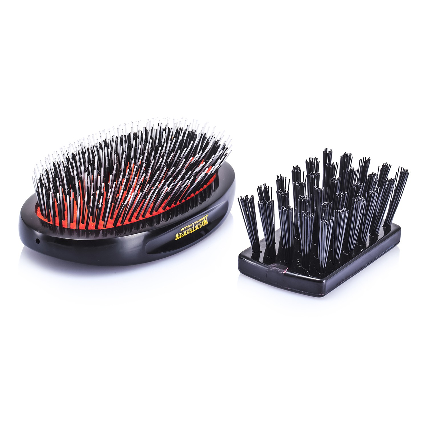 Mason Pearson Boar Bristle & Nylon – Stredná nylonová kefa Junior Military & Kefa zo štetín (tmavá rubínová) 1pc