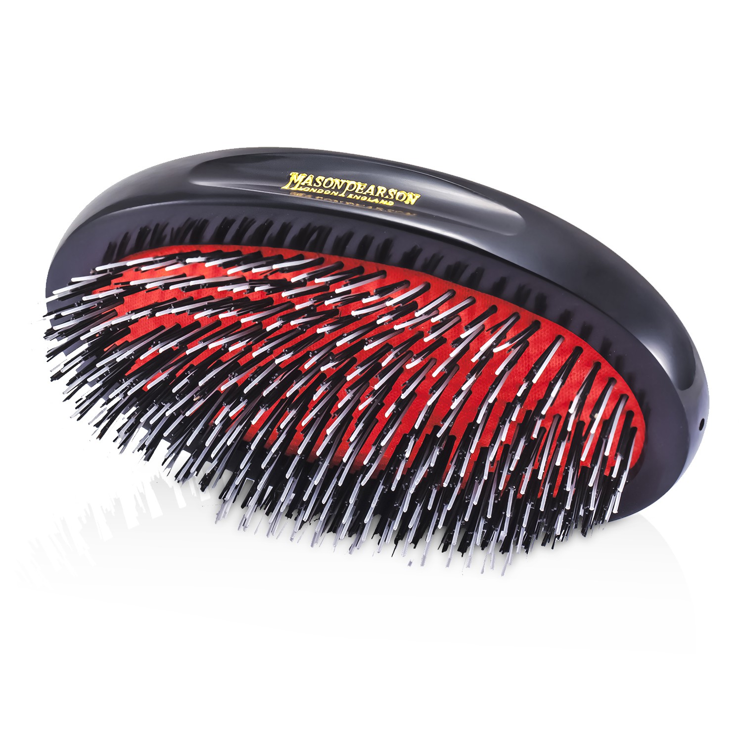 Mason Pearson Střední kartáč na vlasy, kančí a nylonové štětiny Boar Bristle & Nylon - Medium Junior Military Nylon & Bristle Hair Brush ( tmavě rubínový ) 1pc