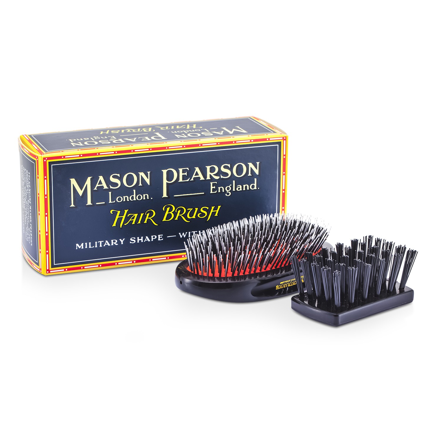 Mason Pearson Szczotka do włosów z włosia dzika i nylonu Boar Bristle & Nylon - Medium Junior Military Nylon & Bristle Hair Brush (Dark Ruby) 1 sztuka