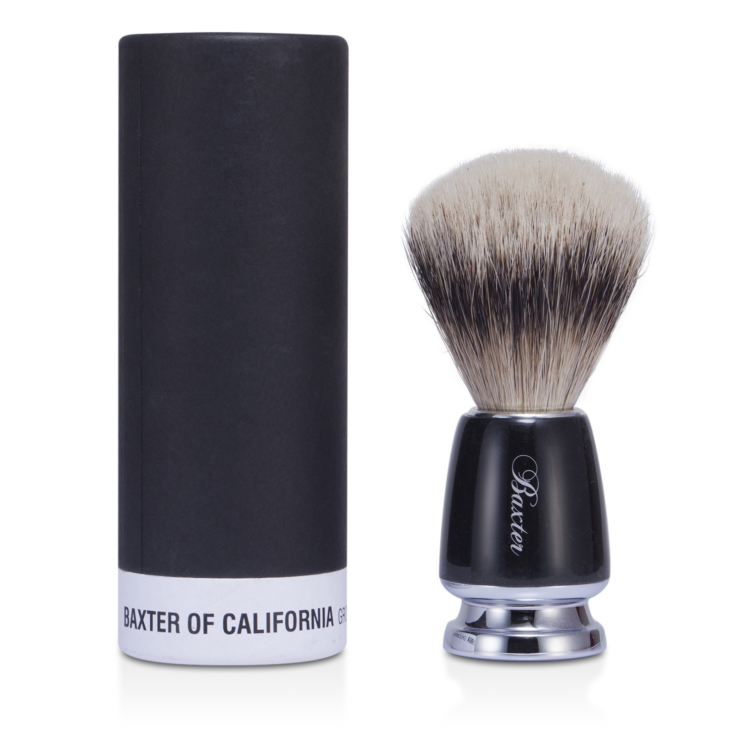 Baxter Of California فرشاة حلاقة باكستر بشعر الغرير - طرف فضي (أسود) 1pc