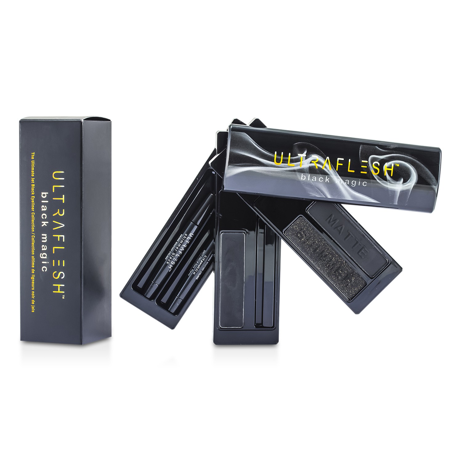 Fusion Beauty Ultraflesh Black Magic The Ultimate Jet Black Eyeliner Collection: 3x Black Liner, 2x Mini Pencil, 1x Mini Angled Liner 6pcs