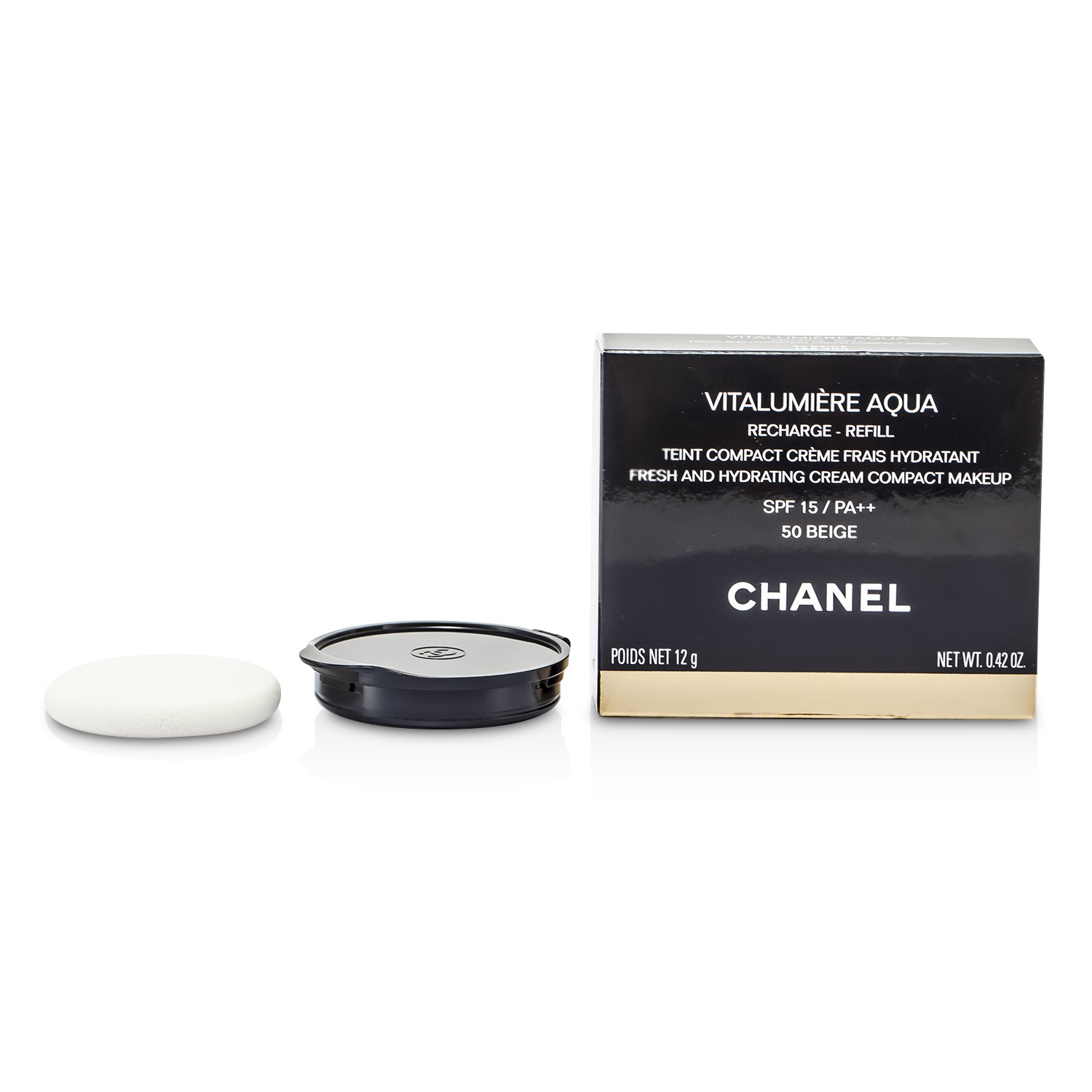 Chanel Vitalumiere Aqua Frisk og Hydrerende Krem Kompaktsminke SPF 15 Refill 12g/0.42oz