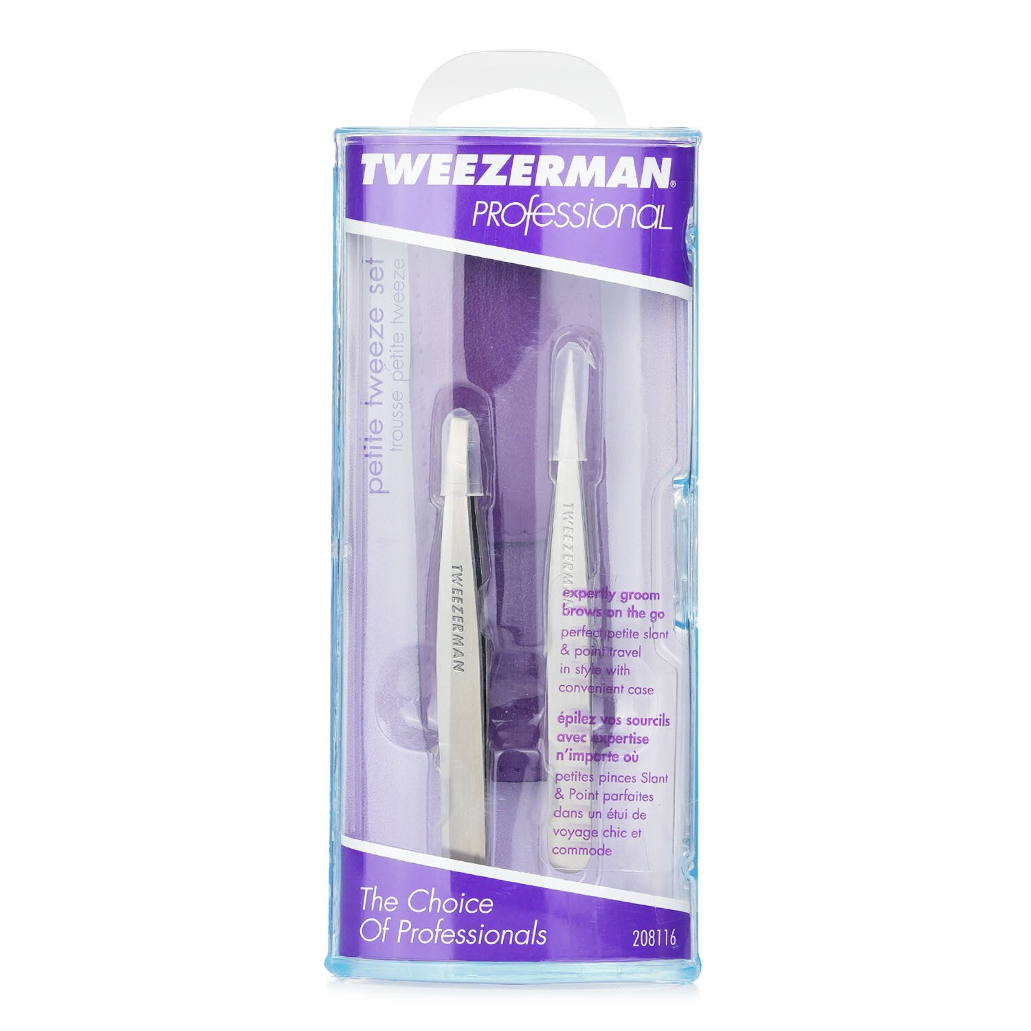 Tweezerman Professional Petite Tweeze Set: Slant Tweezer + Point Tweezer 2pcs