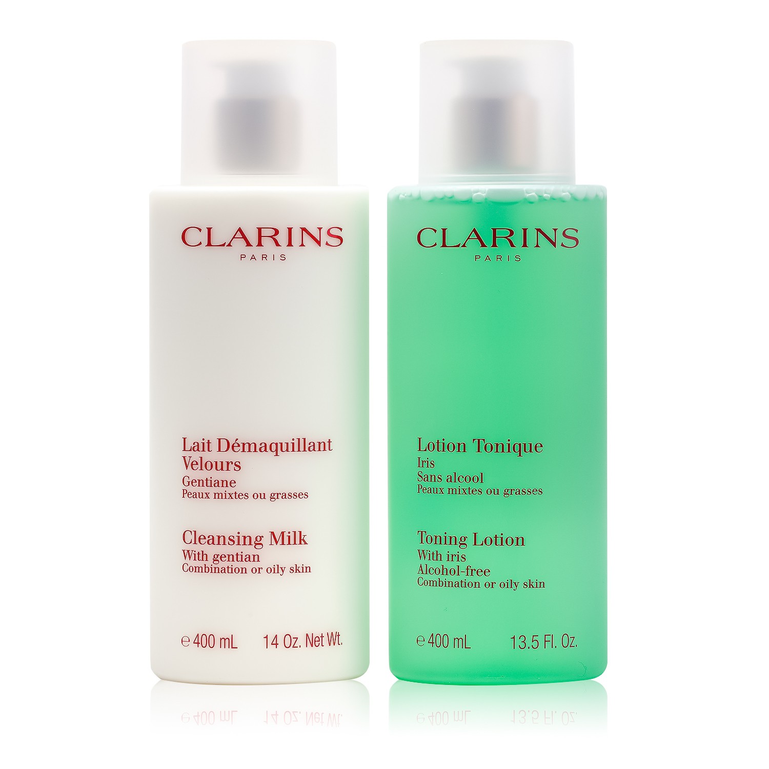 Clarins Cleansing Coffret: Cleansing Milk 400ml + Toning Lotion 400ml (Combination or Oily Skin) 2pcs