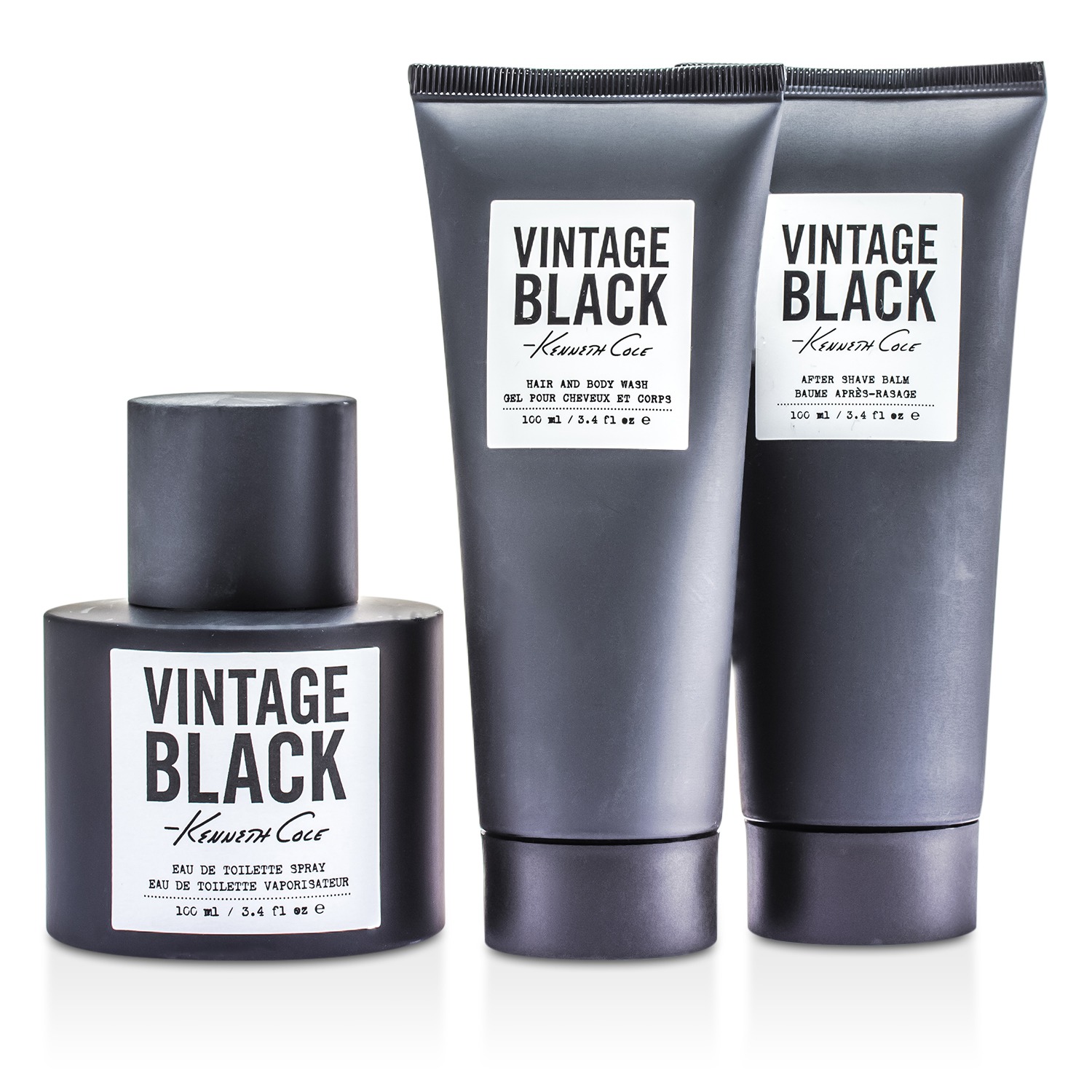 Kenneth Cole Vintage Black Coffret: Eau De Toilette Spray 100ml/3.4oz + Hair & Body Wash 100ml/3.4oz + After Shave Balm 100ml/3.4oz 3pcs