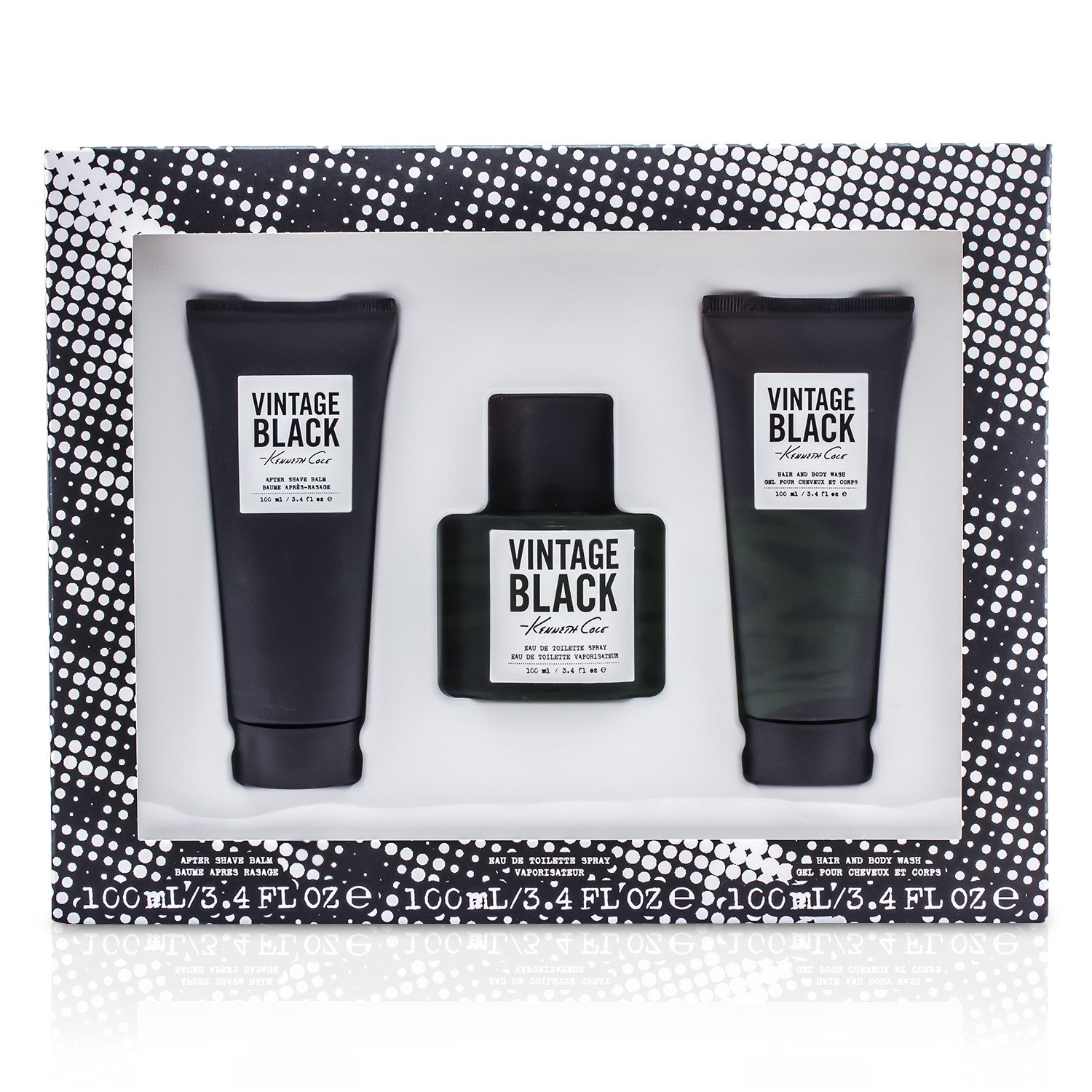 Kenneth Cole Vintage Black Coffret: Eau De Toilette Spray 100ml/3.4oz + Hair & Body Wash 100ml/3.4oz + After Shave Balm 100ml/3.4oz 3pcs