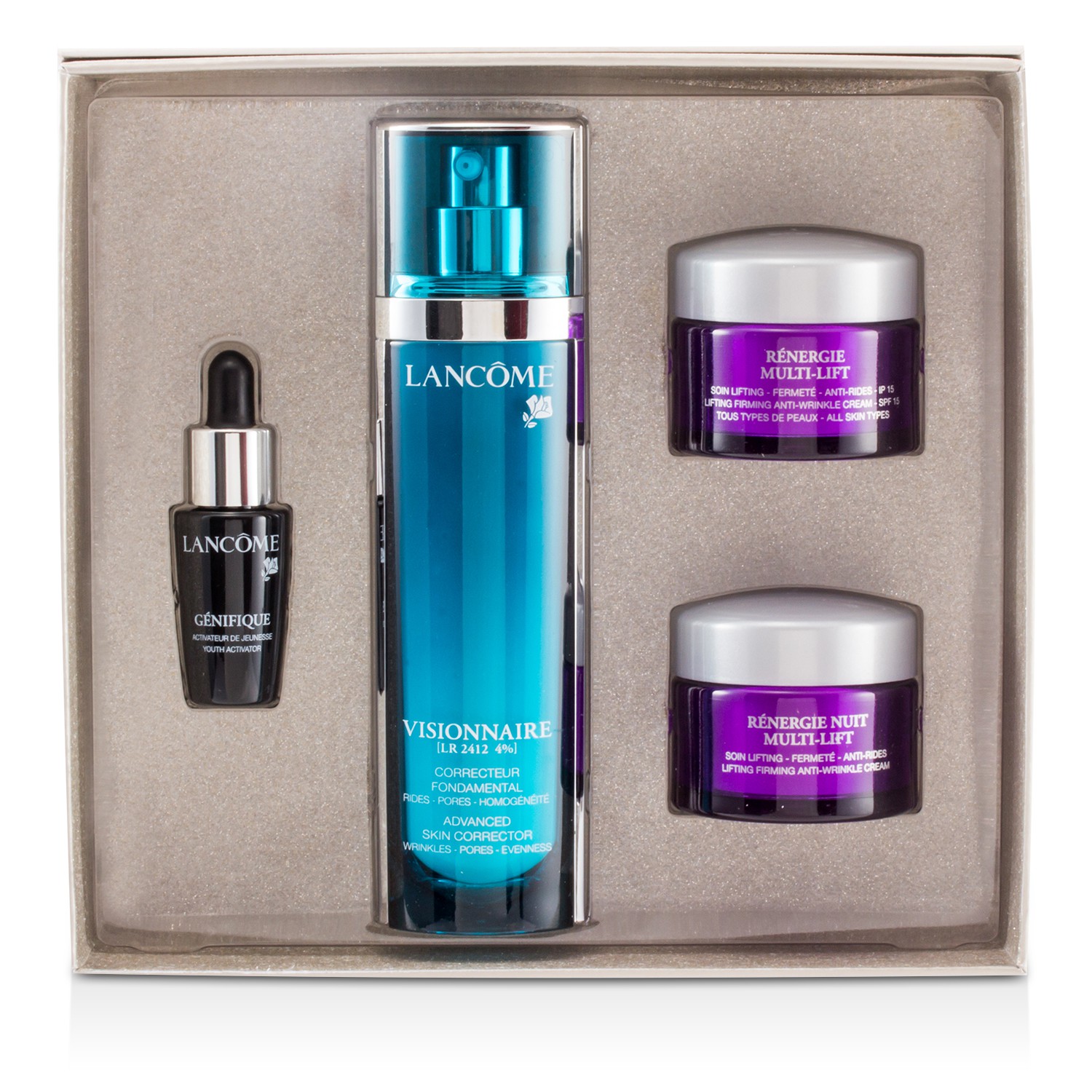 Lancome Visionnaire Σετ: Visionnaire [LR2412] 50ml + Renergie Nuit Multi-Lift 15ml + Renergie Multi-Lift SPF 15 15ml + Genifique 7ml 4pcs