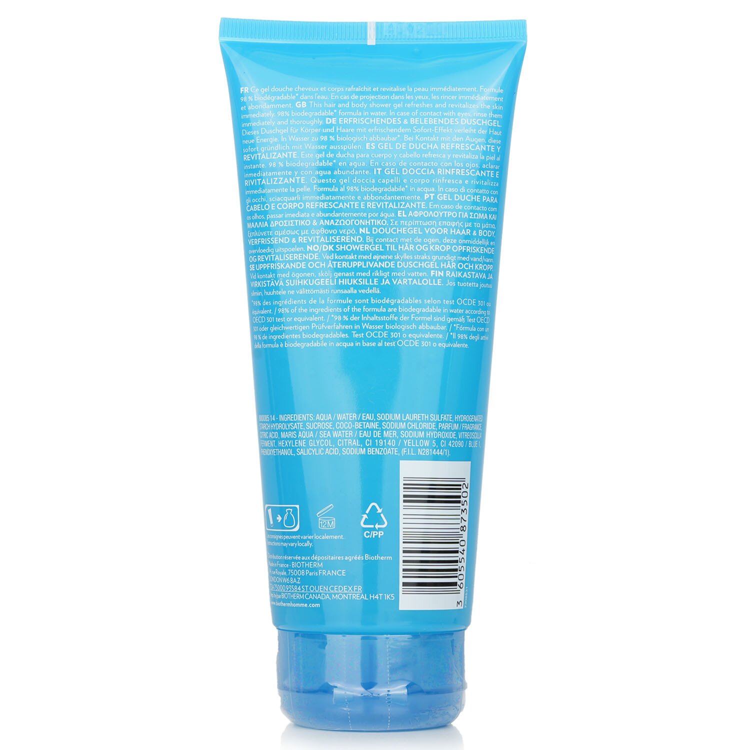 Biotherm Homme Aquafitness Gel de Baño Revitalizante Instantáneo 200ml/6.76oz