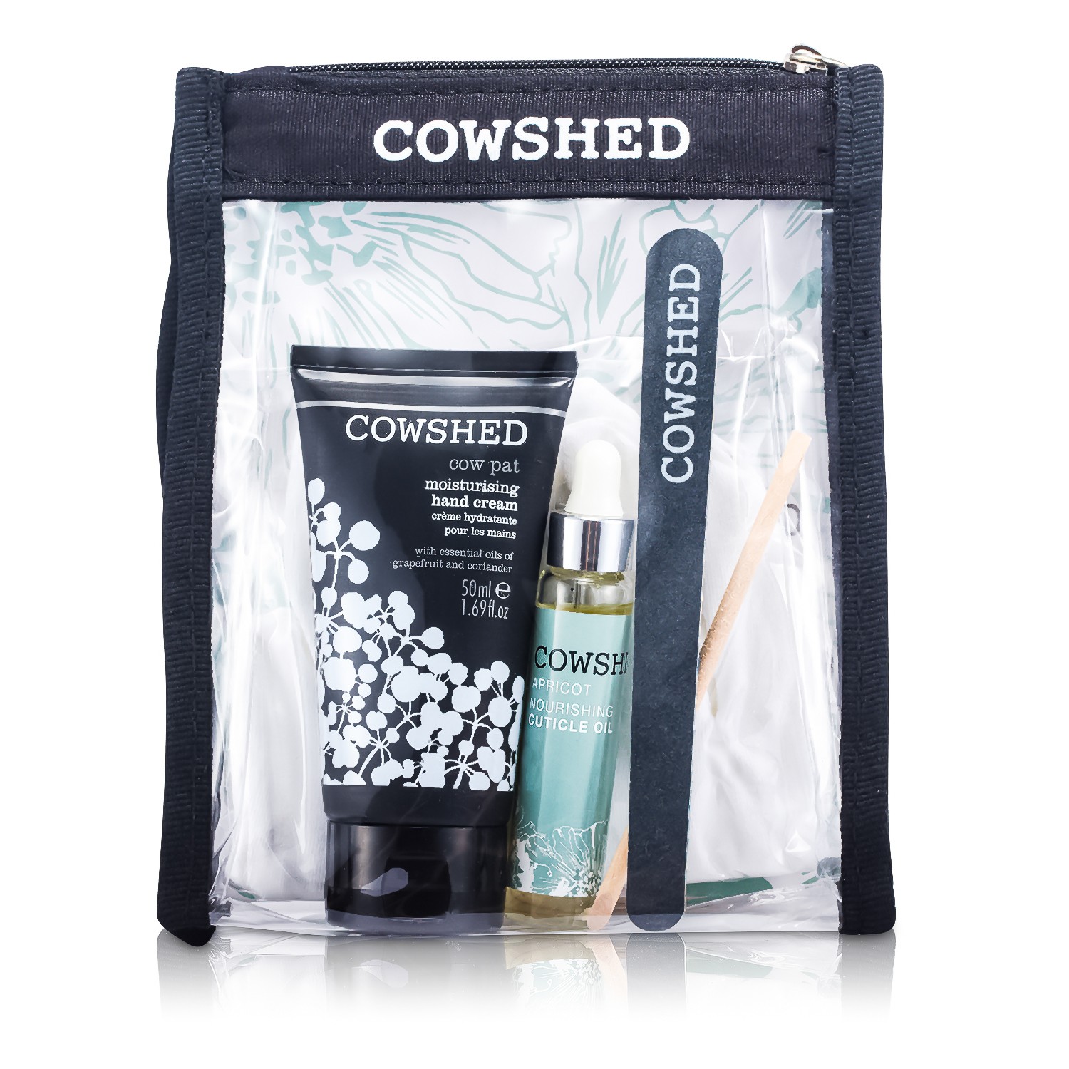 Cowshed Cow Pat Маникюр Жинағы: Қол Кремі + Кутикула Майы + Тырнақ Егеуі + Кутикула Қаламшасы + Қолғаптар + Сөмке 5pcs+1bag