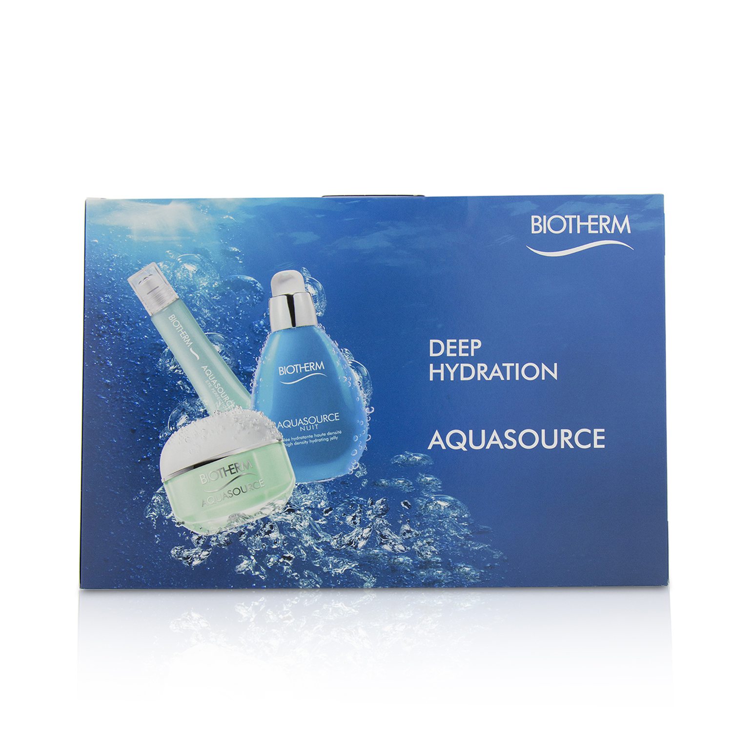 Biotherm Set Aquasource: Jalea Hidratante de Alta Densidad + Perfección Ojos + Agua Micelar Limpiadora + Gel Reponedor Hidratación Profunda 4pcs