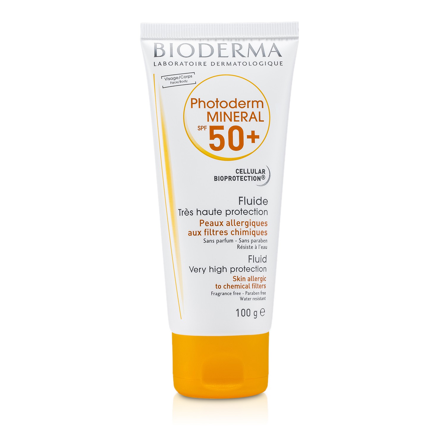 Bioderma Photoderm მინერალ ძალიან ძლიერი დამცავი ფლუიდი SPF50+ (ქიმიური შემადგენლობისადმის ალერგიული კანისთვის ) 100g/3.3oz