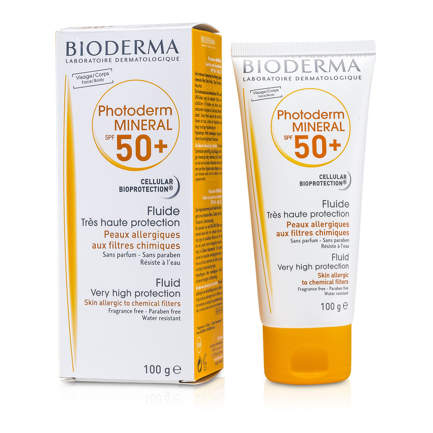 Bioderma Photoderm მინერალ ძალიან ძლიერი დამცავი ფლუიდი SPF50+ (ქიმიური შემადგენლობისადმის ალერგიული კანისთვის ) 100g/3.3oz