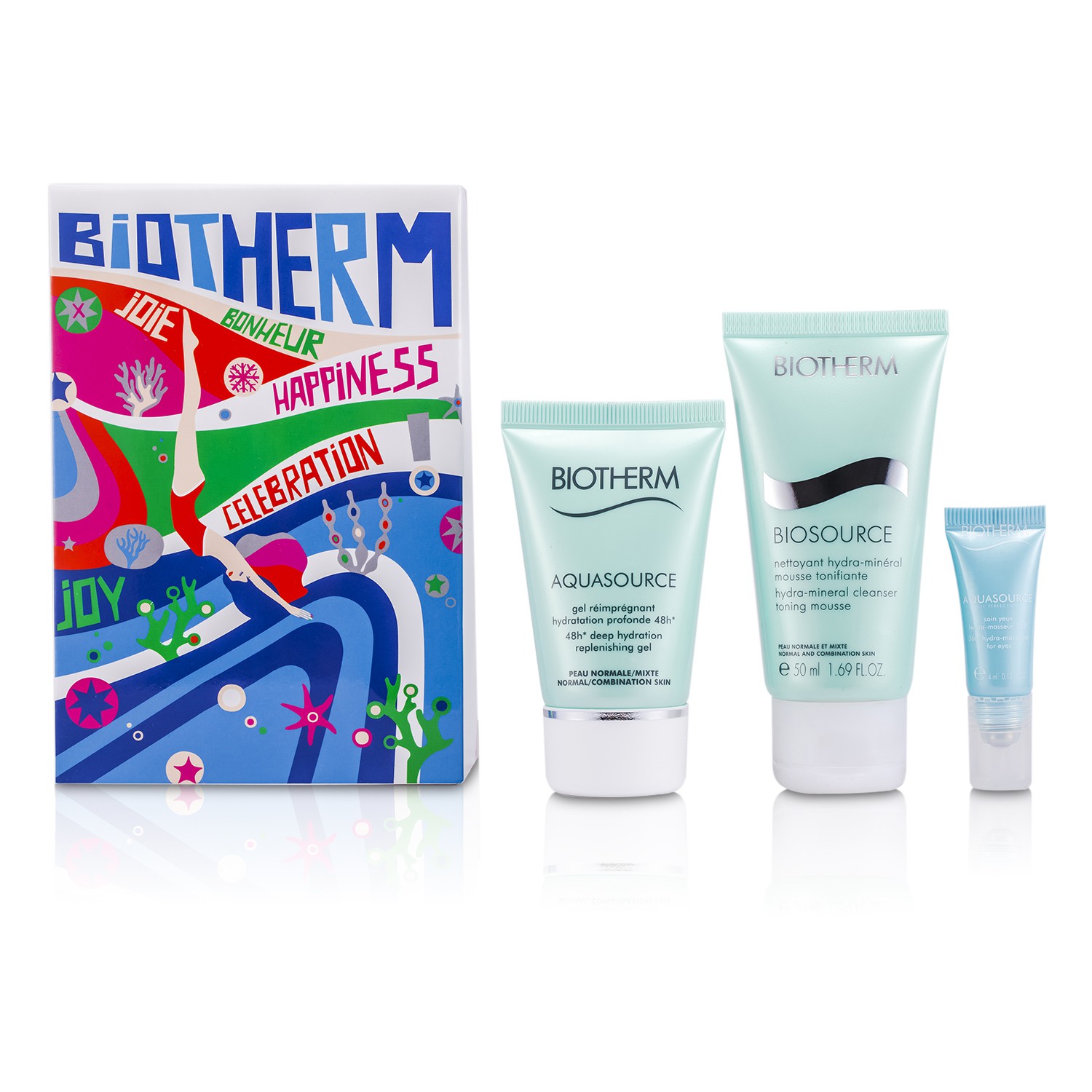 Biotherm Aqua Trio: Aquasource Gel 30ml + Aquasource Eye Perfection 4ml + Biosource Toning Mousse 50ml 3pcs