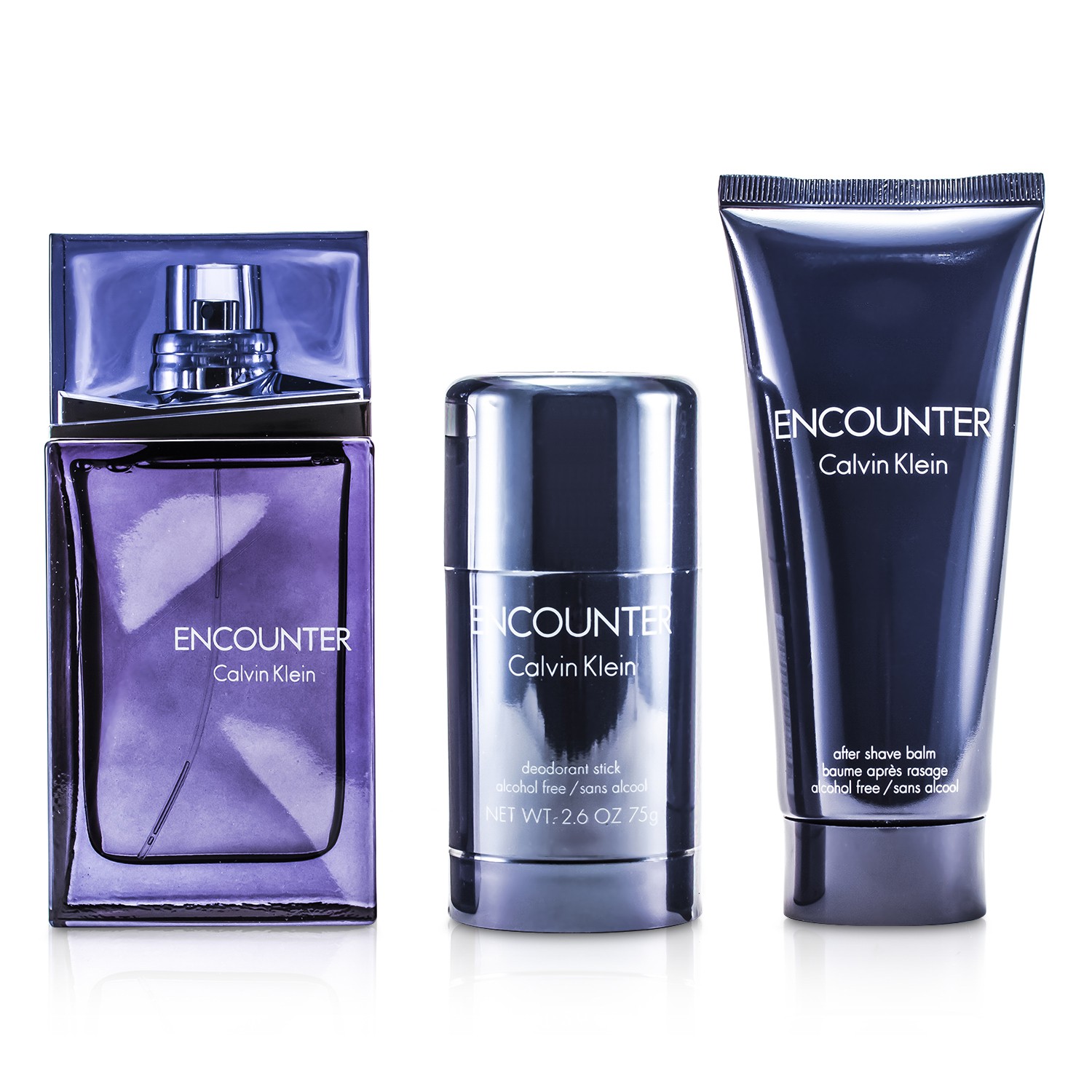 Calvin Klein ชุด Encounter Coffret: สเปรย์น้ำหอม EDT 100ml /3.4oz+ บาล์มหลังการโกน 100ml/3.4oz + แท่งระงับกลิ่นกาย 75ml/2.6oz 3pcs