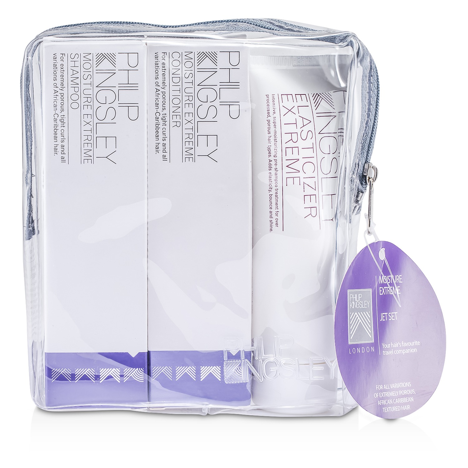 Philip Kingsley Zestaw Moisture Extreme Jet Set: szampon 75ml + odżywka 75ml + Elasticizer Extreme 75ml 3pcs