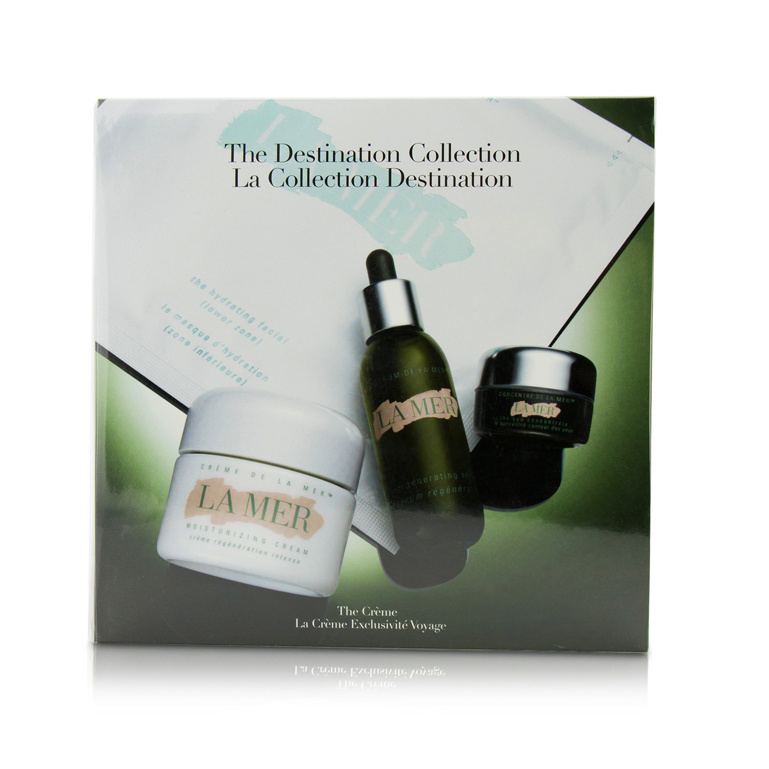 La Mer The Destination مجموعة: كريم مرطب 30مل + سيرم 15مل + مركز للعيون 15مل + ماسك للوجه 17 جم 4pcs