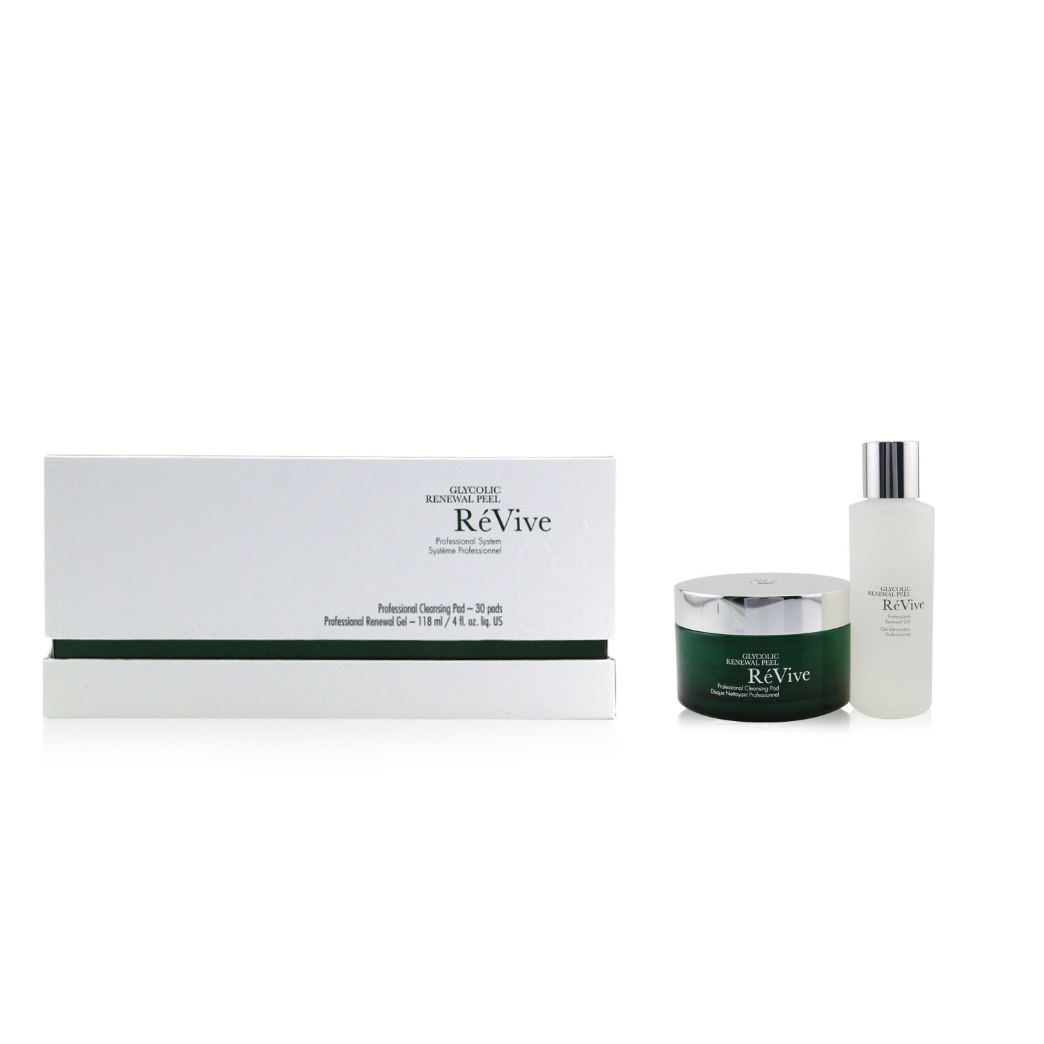 ReVive Glycolic Renewal Peel Professional System: Cleansing Pad 30pads + Renewal Gel 118ml/4oz 2pcs