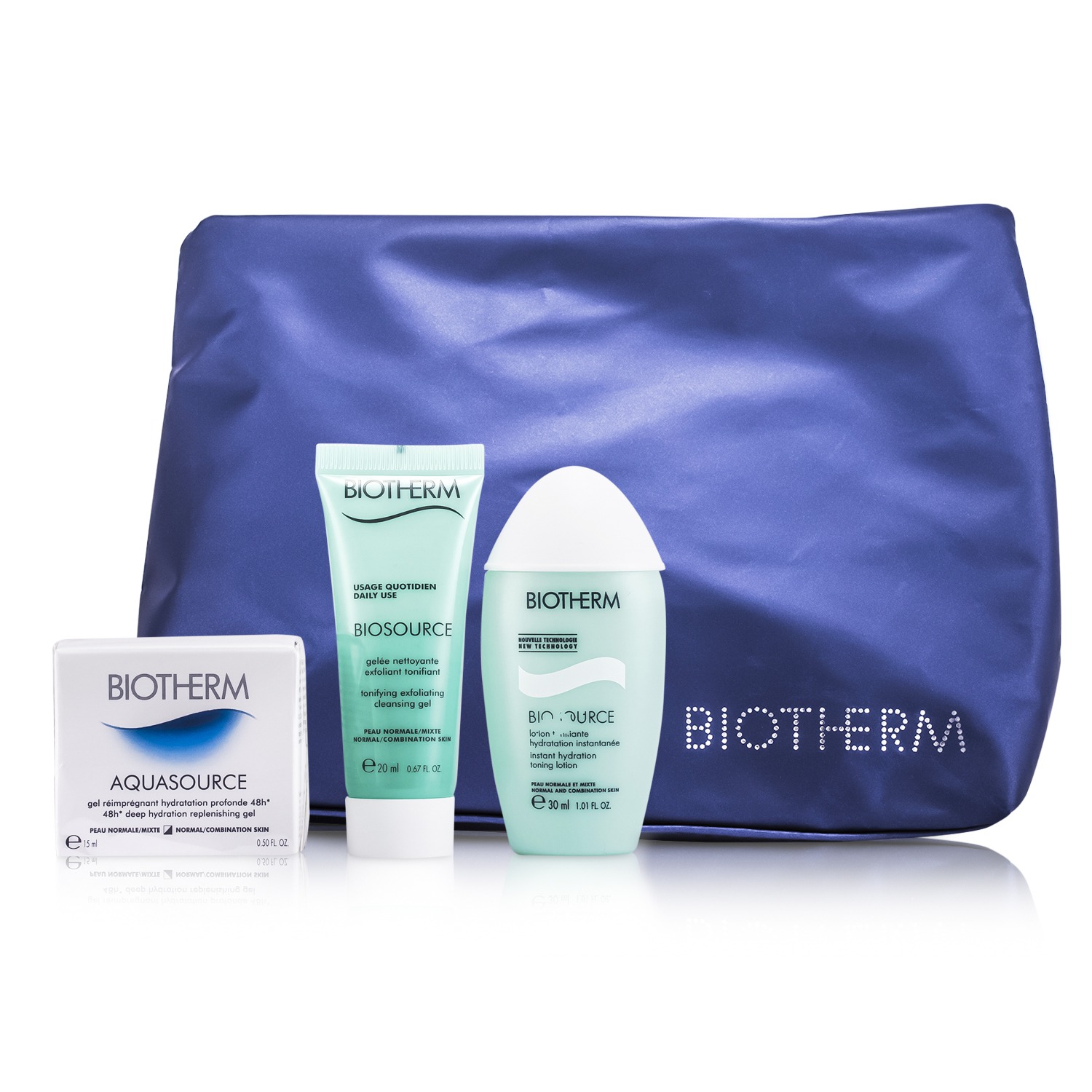 Biotherm Aquasource Miniature Set: Aquasource Gel 15ml + Cleansing Gel 20ml + Lotion 30ml + Bag 3pcs+1bag