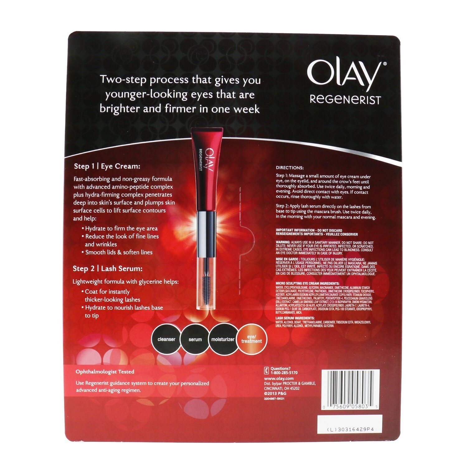 Olay Regenerist Micro-Sculpting Eye Cream & Lash Serum Duo: 2x Eye Cream 10ml/0.34oz + 2x Lash Serum 5ml/0.17oz 4pcs