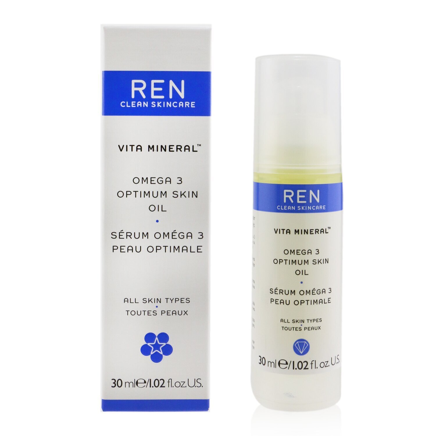 Ren Serum na noc Vita Mineral Omega 3 Optimum Skin Serum Oil (skóra sucha, wrażliwa i dojrzała) 30ml/1.02oz