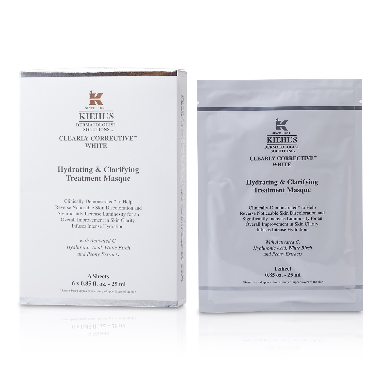 Kiehl's Clearly Corrective White Hydrating & Clarifying Treatment Masque (6 Sheets) 6x25ml/0.85oz