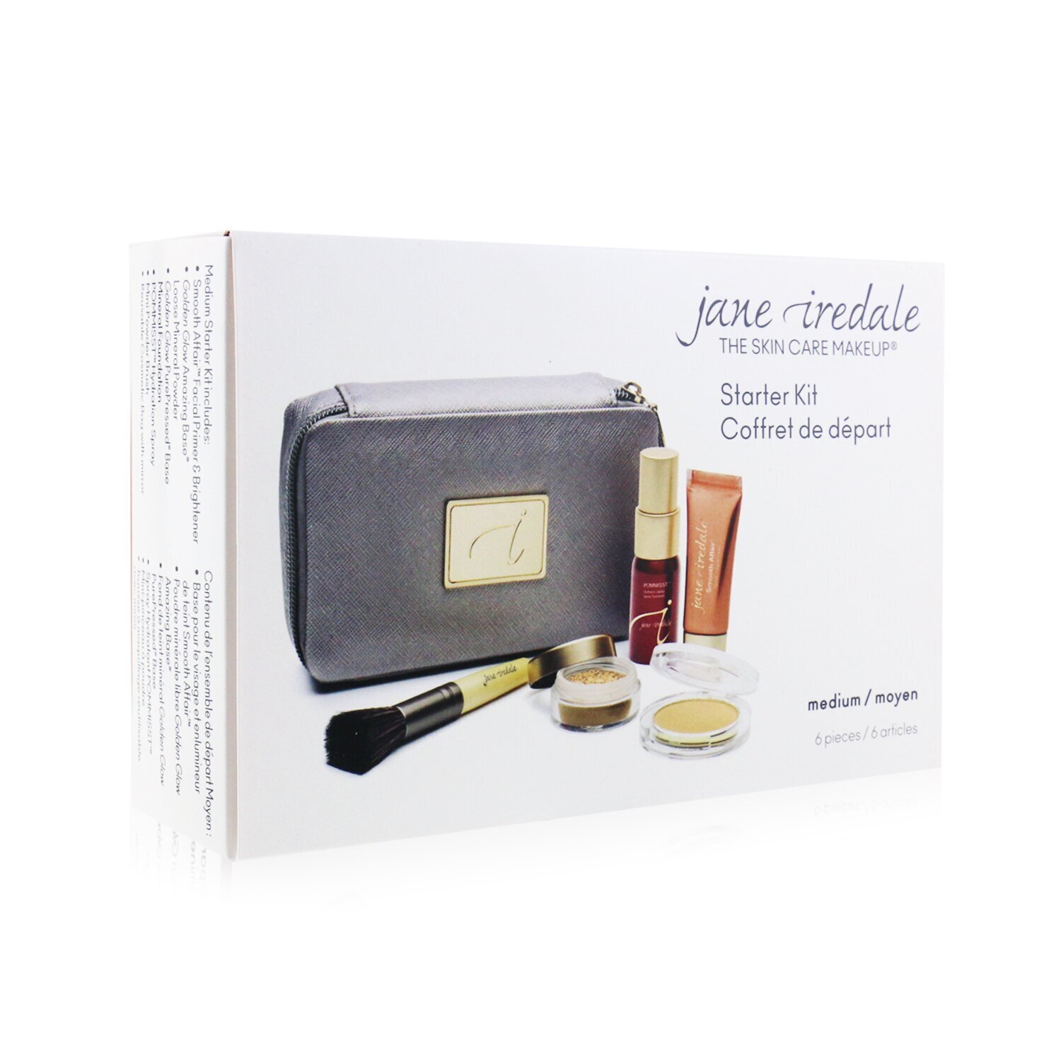 Jane Iredale مجموعة البداية (6 قطع): ×1 أساس ومفتح، ×1 بودرة معدنية سائبة، ×1 أساس معدني، .... 6pcs