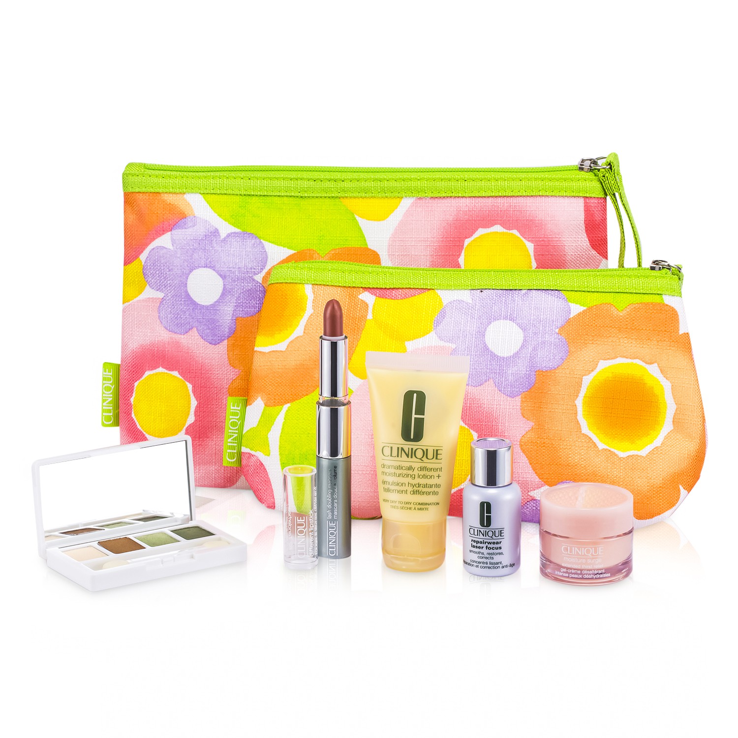 Clinique Travel set: DDML+ + CC Cream + Repairwear Eye Cream + Eye Shadow Duo #13 & #07 + Mascara + Lipstick (Tender Heart) + Bag 6pcs+1bag