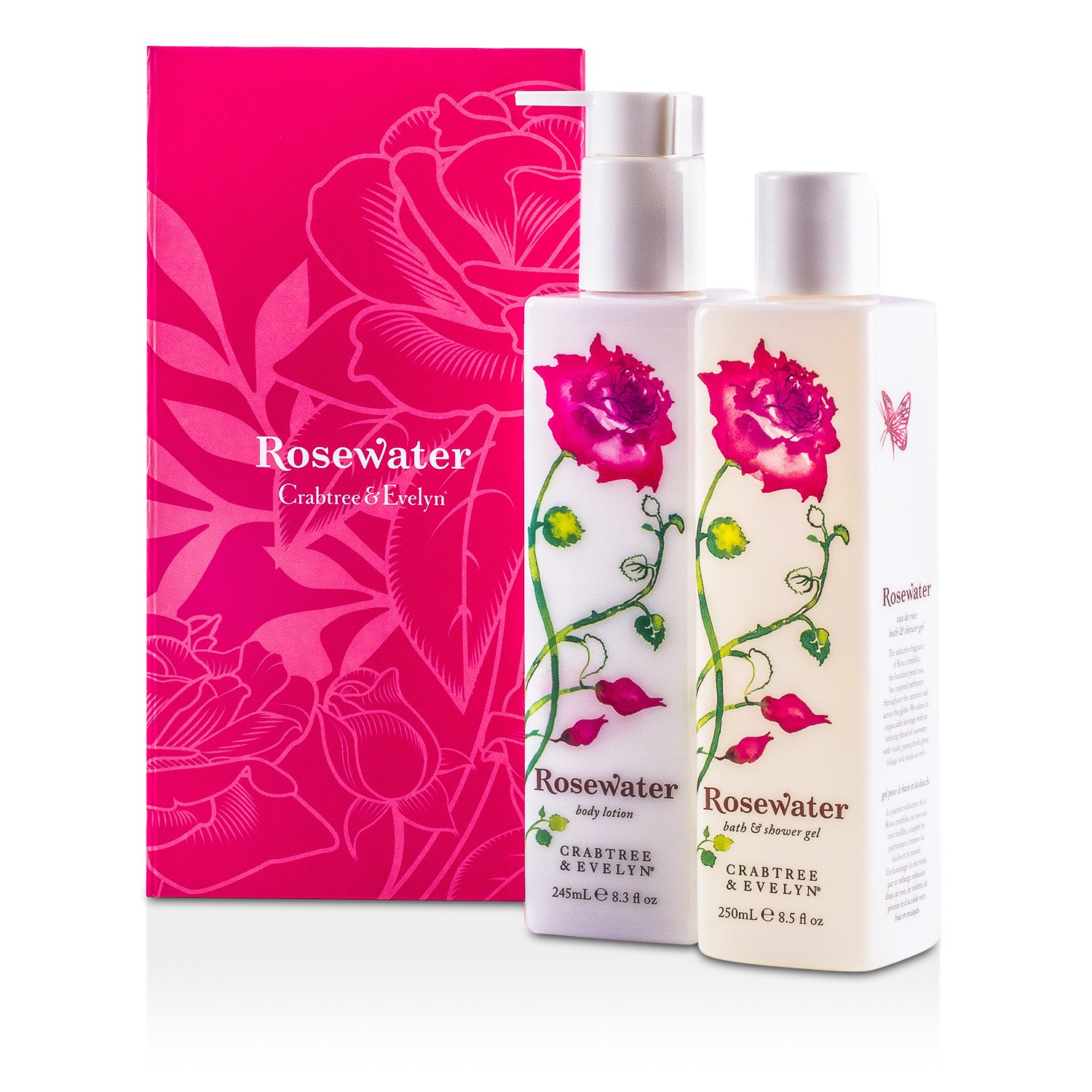 Crabtree & Evelyn Zestaw Rosewater Perfect Pair: Bath & Shower Gel 250ml + Body Lotion 245ml 2pcs