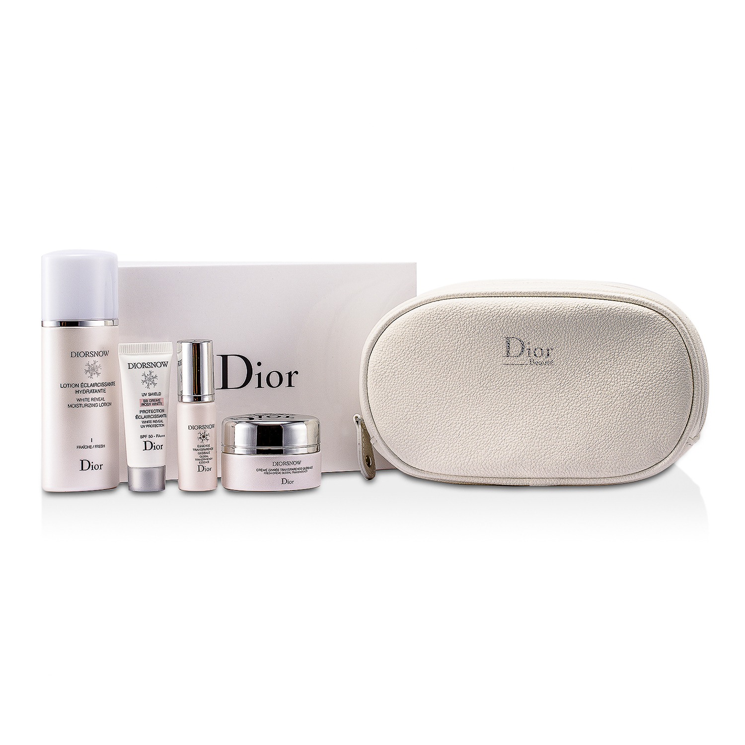 크리스찬디올 Christian Dior 디올스노우 세트: 모이스처라이징 로션 50ml + 프레쉬 크림 15ml + BB 크림 10ml + 에센스 7ml + 파우치 4제품+1파우치