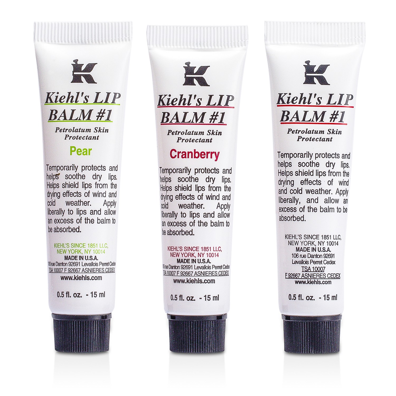 Kiehl's Set Balsam de Buze #1: Balsam de Buze #1 15ml/0.5oz + Balsam de Buze #1 Coacăze Roșii 15ml/0.5oz + Balsam de Buze #1 Pere 15ml/0.5oz 3x15ml/0.5oz