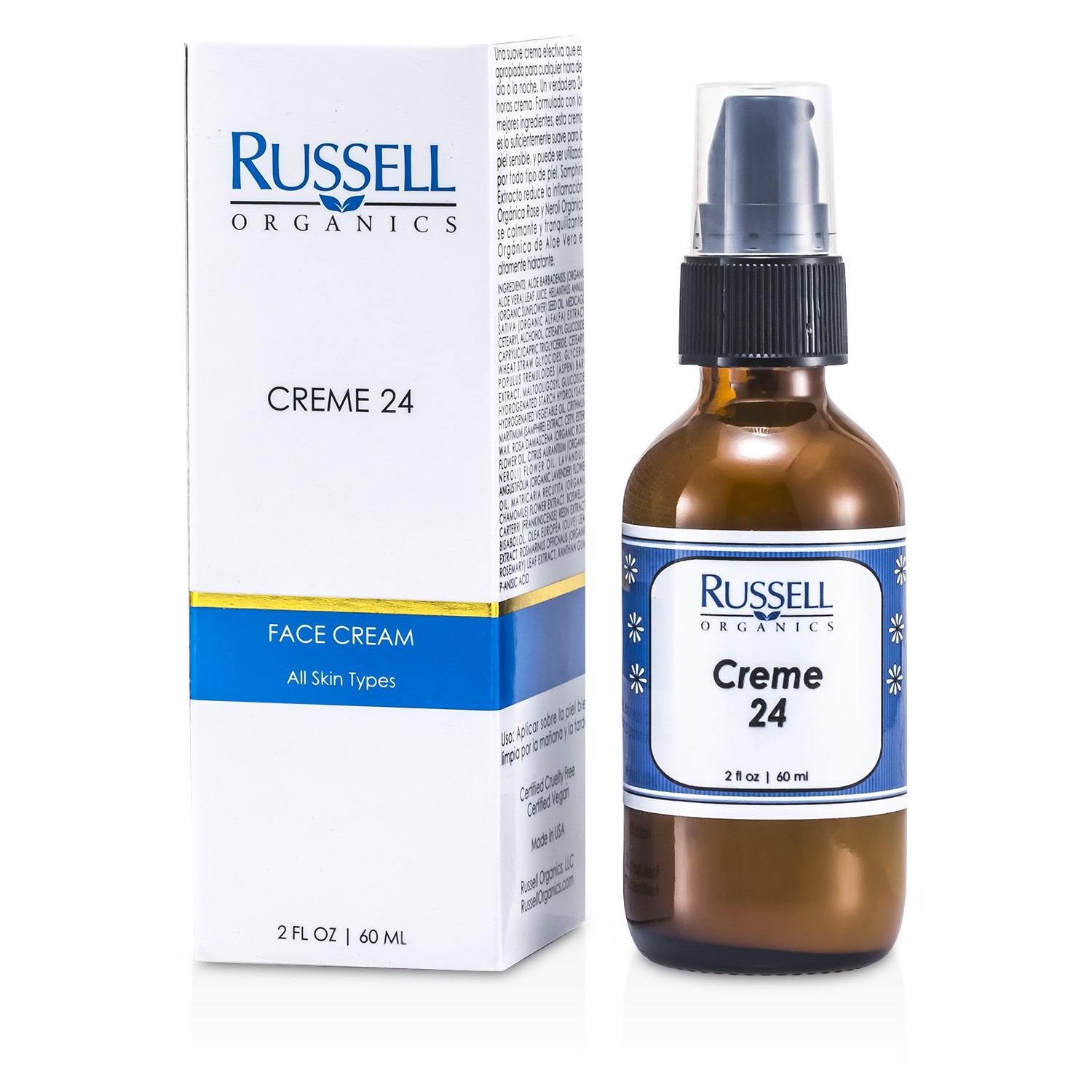 Russell Organics Creme 24 Face Cream 60ml/2oz