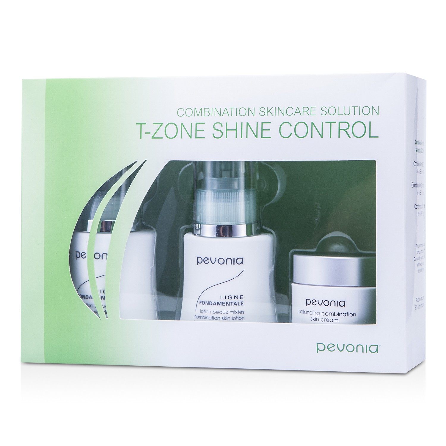 Pevonia Botanica Combination Skincare Solution - T-Zone Shine Control: Cleanser 50ml/1.7oz + Lotion 50ml/1.7oz + Cream20ml/0.7oz 3pcs