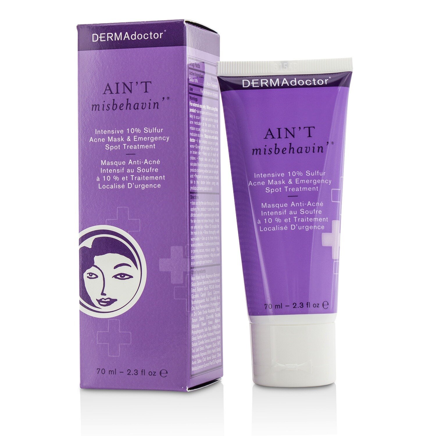 DERMAdoctor มาสก์ต่อต้านสิว Ain't Misbehavin' Intensive Skin Clarifying Sulfur Acne Mask 70ml/2.3oz