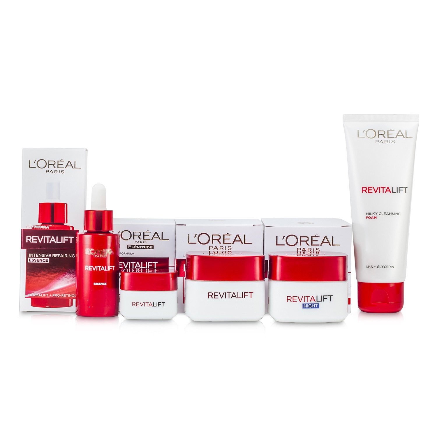 L'Oreal RevitaLift Антивозрастной Набор: Пенка 100мл + Дневной Крем 50мл + Ночной Крем 50мл + Эссенция 30мл + Крем для Век 15мл + Сумка 5pcs+1bag