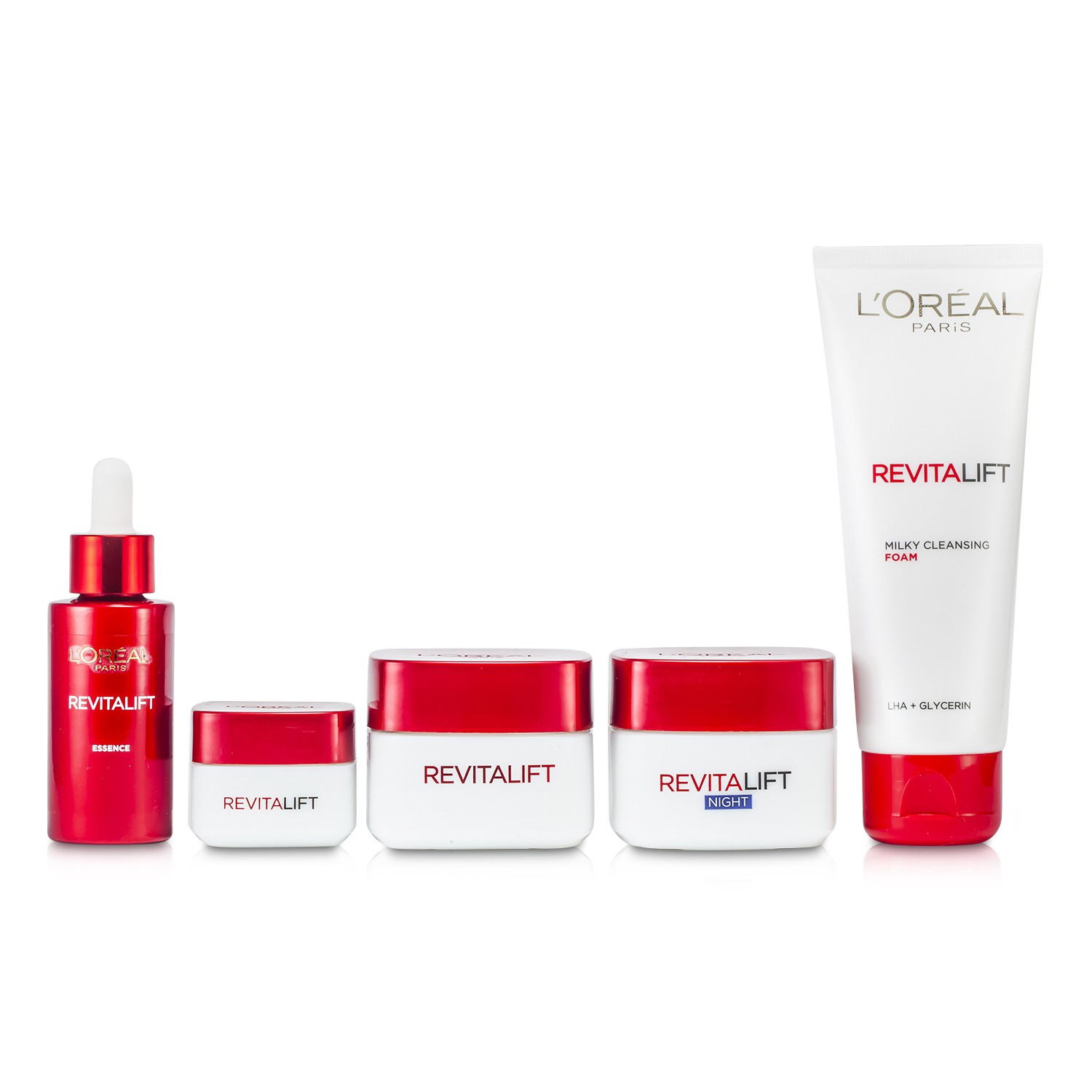 L'Oreal RevitaLift Антивозрастной Набор: Пенка 100мл + Дневной Крем 50мл + Ночной Крем 50мл + Эссенция 30мл + Крем для Век 15мл + Сумка 5pcs+1bag