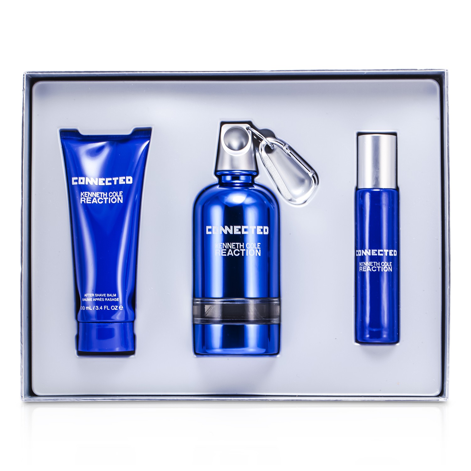 Kenneth Cole Kazeta Connected Reaction: toaletní voda s rozprašovačem 125ml/4.2oz + toaletní voda s rozprašovačem 30ml/1oz + balzám po holení 100ml/3.4oz 3pcs