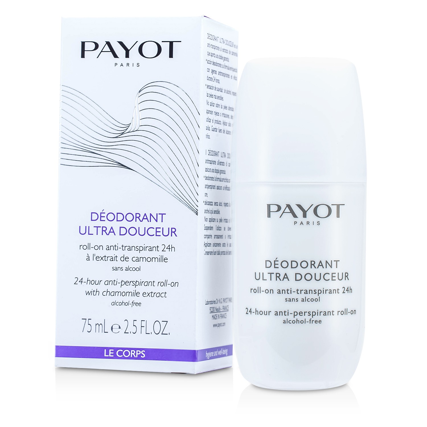 Payot Le Corps Deodorant Ultra Douceur - 24-Hour Anti-Perspirant Roll-On (Alkoholfri) 75ml/2.5oz