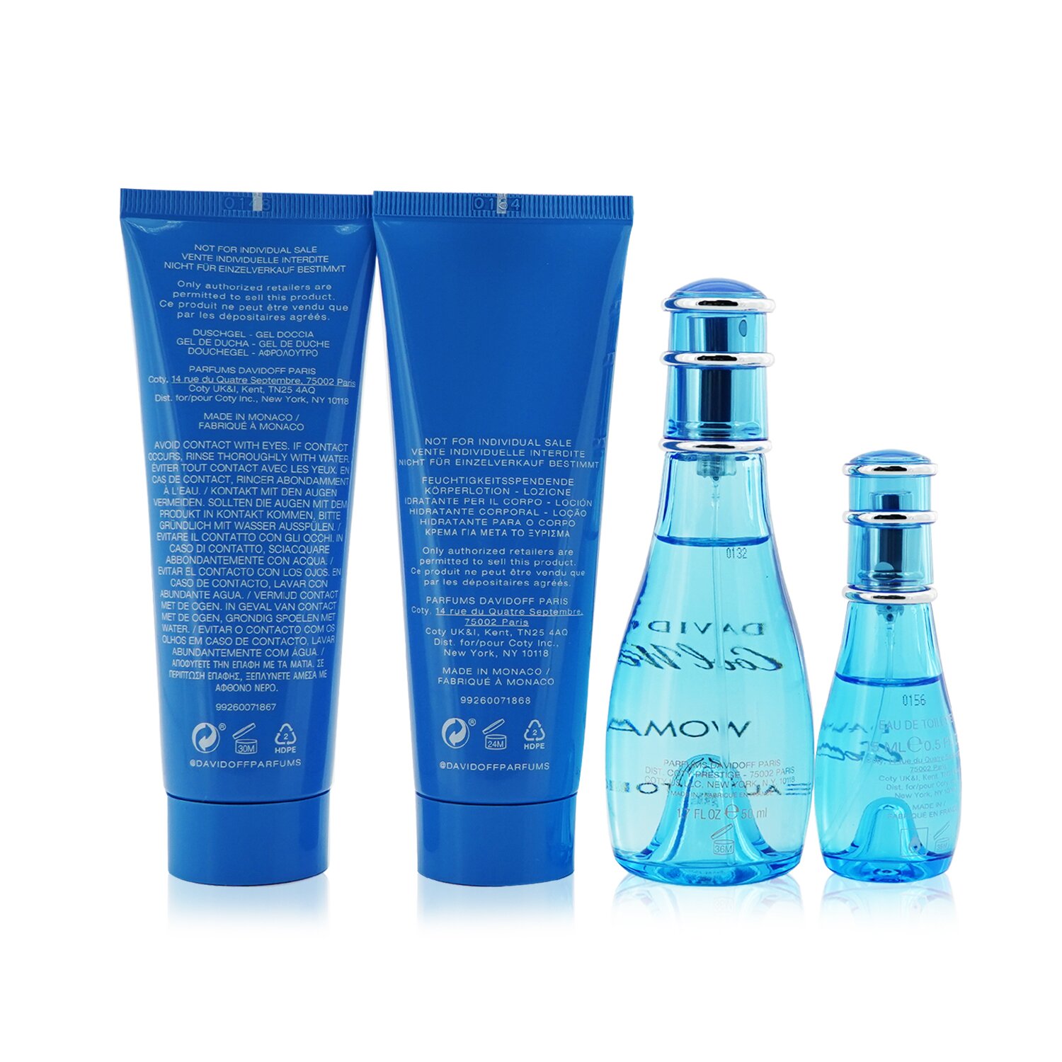 Davidoff ชุด Cool Water Coffret: สเปรย์น้ำหอม EDT 50ml/1.7oz + สเปรย์น้ำหอม EDT 15ml/0.5oz + โลชั่นทาผิว 75ml/2.5oz + เจลอาบน้ำ 75ml/2.5oz 4ชิ้น