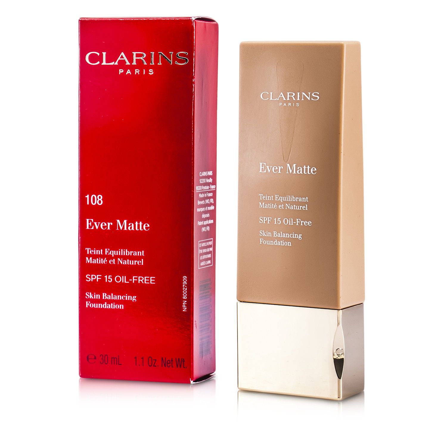 Clarins Ever Matte Εξισορροπητική Μη Λιπαρή Βάση Μέικαπ με Δείκτη Προστασίας SPF 15 30ml/1.1oz