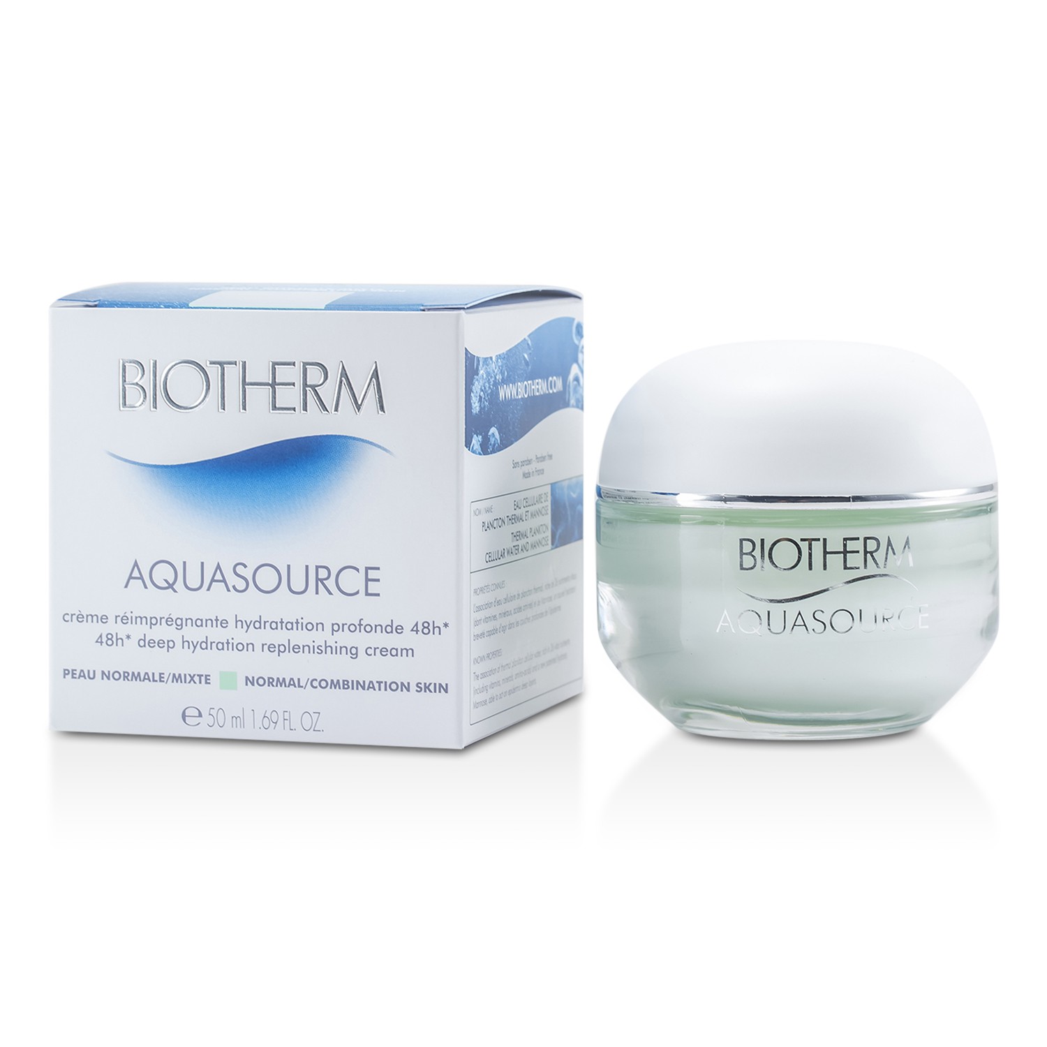 Biotherm Nawilżający krem uzupełniający na dzień Aquasource 48H Deep Hydration Replenishing Cream (skóra normalna/mieszana) 50ml/1.69oz